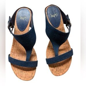 Impo Women's Navy Sandals size 9 wedge heal